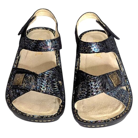 Alegria Lula Leather Adjustable Backstrap Sandals Glam Bam 37 US 7 Wide Width - Picture 3 of 16